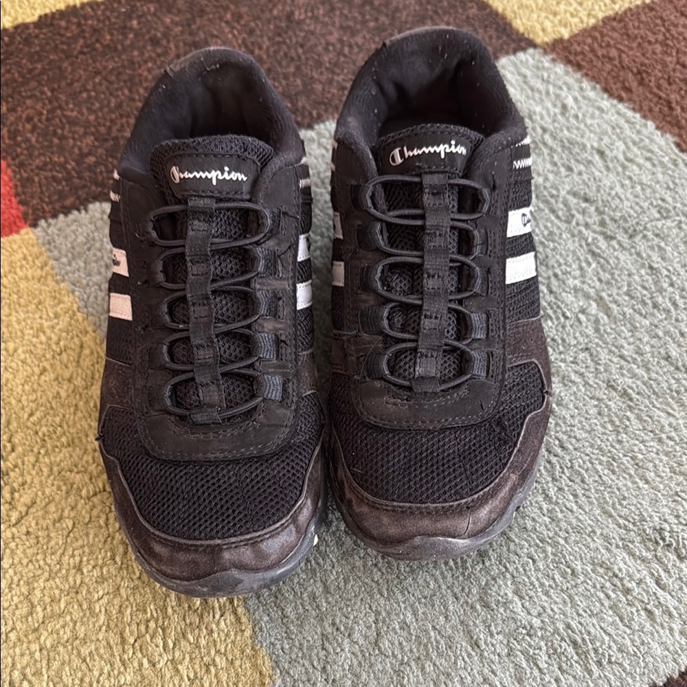 Champion Black Athletic Shoes with Signature Stripes